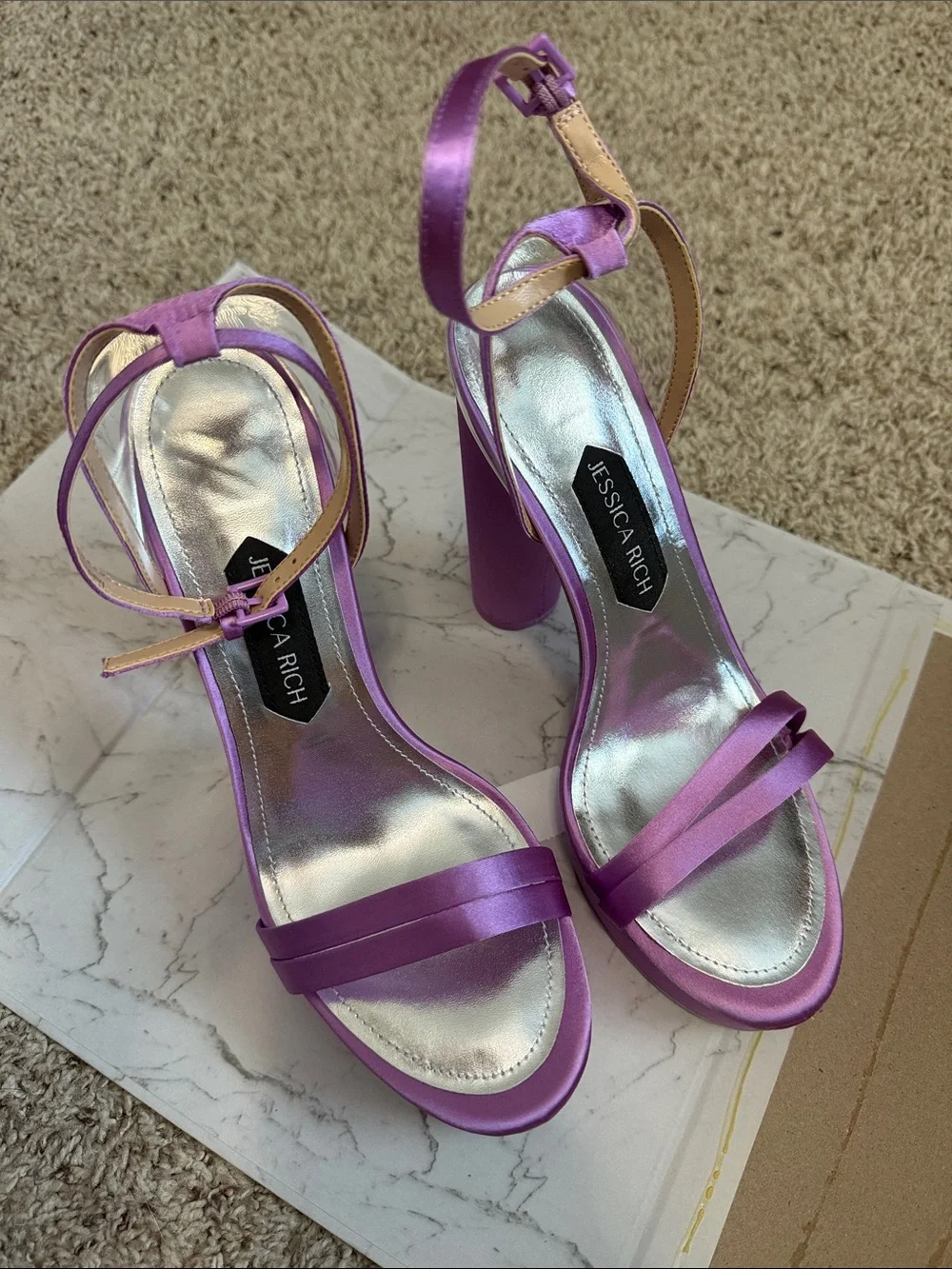 NWB! Jessica Rich - Love Purple Satin Platform Heels with Ankle Strap - Size 9